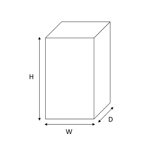 外寸：385(W)×284(D)×635(H)mm\n内寸：350(W)×250(D)×600(H)mm\n（※上蓋含む）