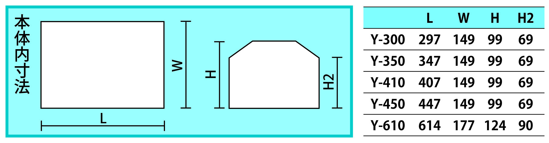 内寸：297(W)×149(D)×99(H)mm