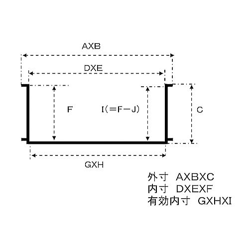 外寸：593×388×154mm\n内寸：545×341×144mm\n有効内寸：538×334×134mm