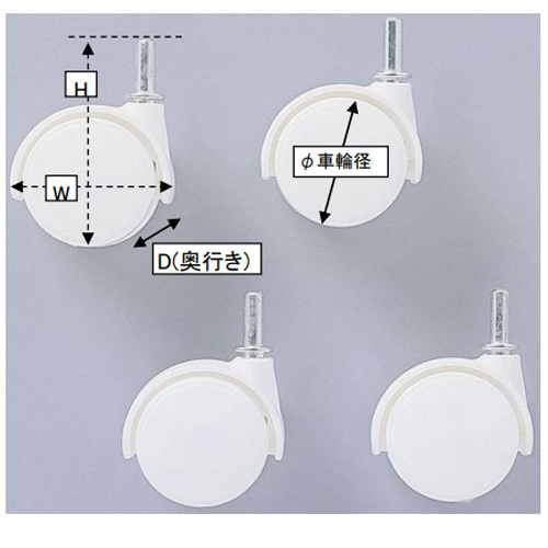 W：49mm　　D：39mm　　H：68mm\n車輪径：φ40mm