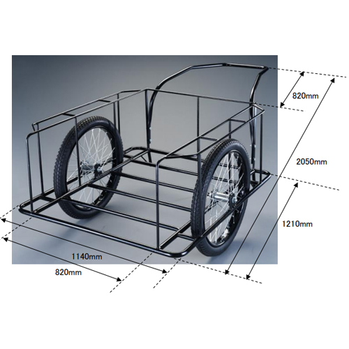 EA520AH｜1140x2050x750mm/300kg リヤカー(ｽﾁｰﾙ製)のページ -