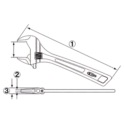 ①250mm　　　　②7mm　　　　③14mm