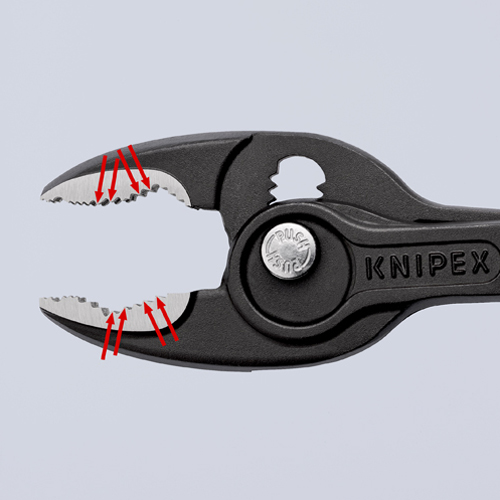 2ヶ所の掴み面によりボルト・ナットへ喰い込み力を加えても滑りにくい