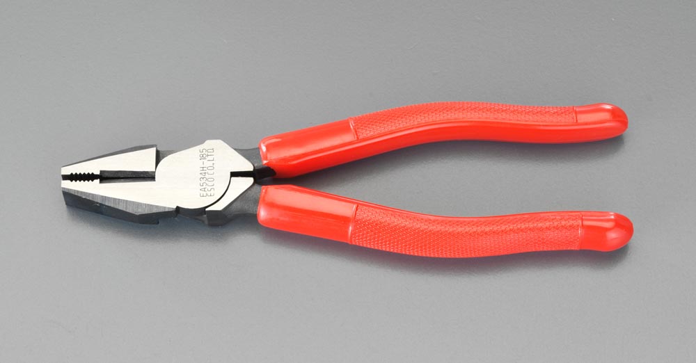 ESCO(エスコ) 190mm 電工ペンチ(絶縁グリップ付/メッキ) EA534KD-190 [ZES015322] ESCO エスコ 190mm 電工ペンチ(絶縁グリップ付⁄メッキ) EA534KD-190