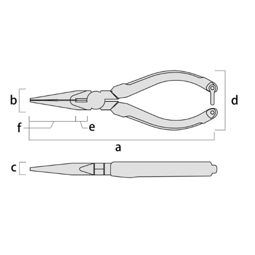 a：160mm、b：17mm、c：10mm、d：53mm\ne：10mm、f：40.5mm
