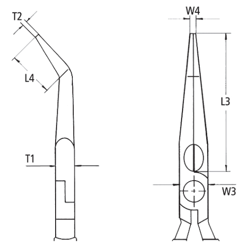 T1：9.5mm、W4：3.0mm、T2：2.5mm、L4：23.0mm、L3：73.0mm、W3：18mm