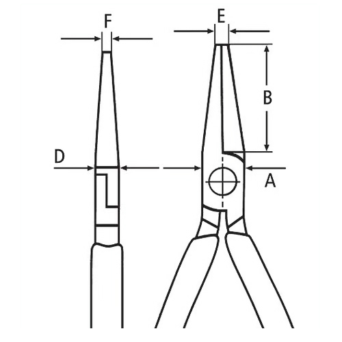 A：14.5mm、B：27.0mm\nD：8.0mm、E：2.0mm、F：1.0mm