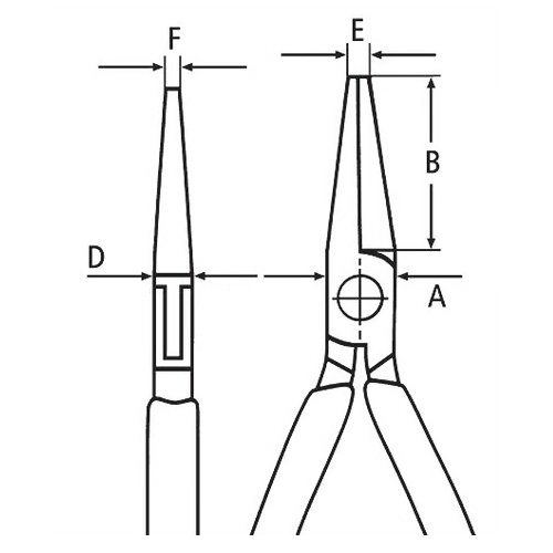 A：11mm、B：22.5mm\nD：6.5mm、E：2.0mm、F：1.0mm
