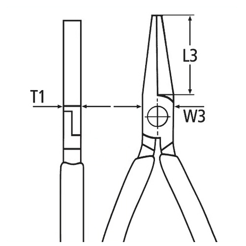 T1：8mm、L3：27mm、W3：14.5mm