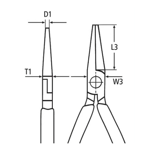 T1：9.5mm、D1：2.5mm\nL3：28mm、W3：16.5mm