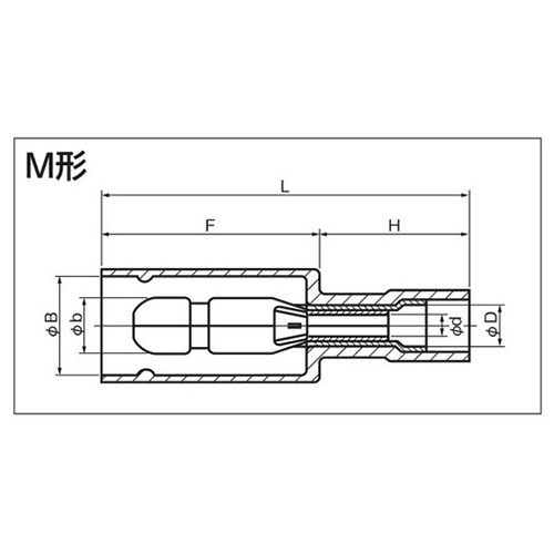 ｂ：φ2.0mm　　　Ｂ：φ5.1mm\nｄ：φ1.7mm　　　Ｄ：φ3.1mm\nＬ：26.5mm　　　Ｆ：15.0mm　　　Ｈ：11.5mm