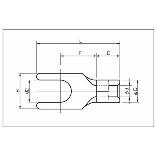 ｄ2：3.2mm　　　Ｂ：5.6mm\nＬ：14.5mm　　　Ｆ：5.8mm　　　Ｅ：4.5mm\nＤ：φ2.5mm　　　ｄ：φ1.4mm