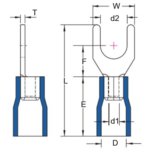 d2：4.3　　W：6.4　　F：6.5　　L：21.0\nE：10.0　　D：4.5　　d1：2.3　　T：0.8\n（単位：mm）