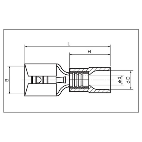 Ｂ：6.8mm　　　Ｌ：21.0mm　　　Ｈ：10.0mm\nｄ：φ2.3mm　　　Ｄ：φ4.6mm