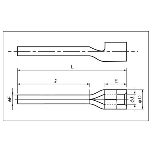 F：φ1.9mm　　l：16.0mm　　L：24.5mm\nE：4.5mm　　D：φ4.2mm　　d：φ2.3mm