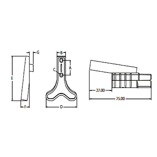 A：19.1mm　　　B：14.5mm\nC：3.5mm　　　 D：49.5mm\nE：57.8mm　　　F：13.5mm　　　G：6.3mm