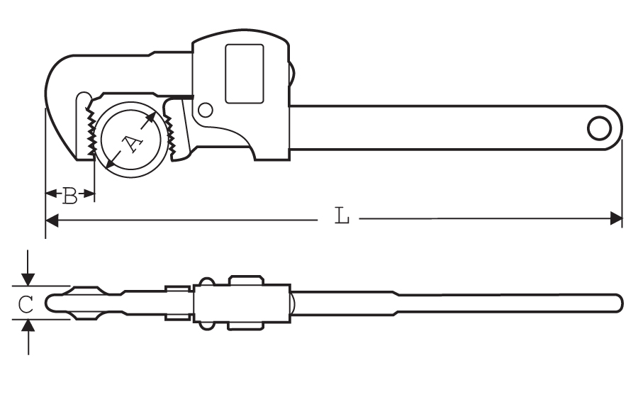 A：3・1/2”（103mm）、B：47.5mm、C:30mm、L：900mm