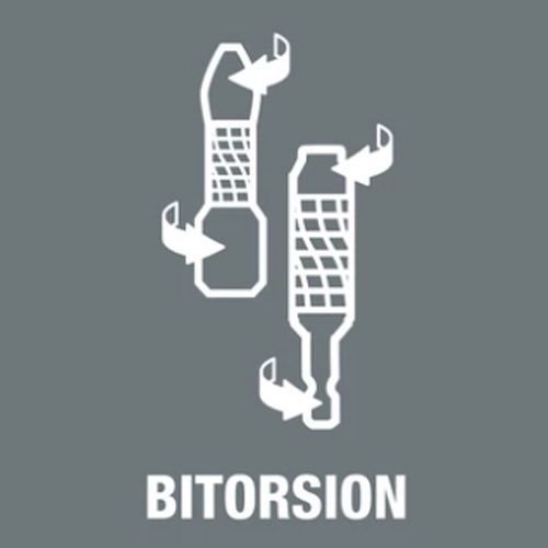 トルクのピークに達すると、バイトーションビットのトーション（ねじれ）ゾーンが運動エネルギーを吸収し、ドライブ（伝達）チップのねじれ現象を避けます。そのためツールの破損を防止して長く使えます。