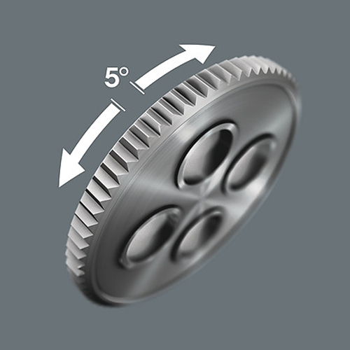 わずか5°の振り幅のための細かいギアの正逆転切替可能（72歯）