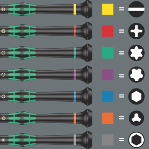 先端形状により、カラーリングの色が異なっております。