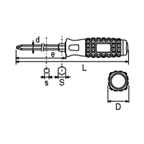 d：8.9mm、D：33.8mm\nS：12mm、s：7.9mm\nL：280mm、e：150mm