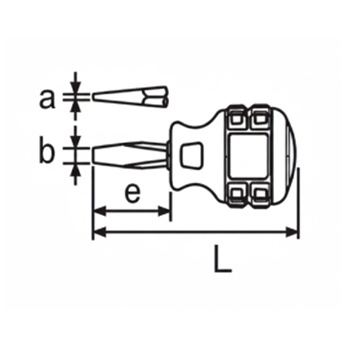 a：1mm、b：6.3mm\nd：7.1mm、D：35.5mm\nL：75mm、e：25mm