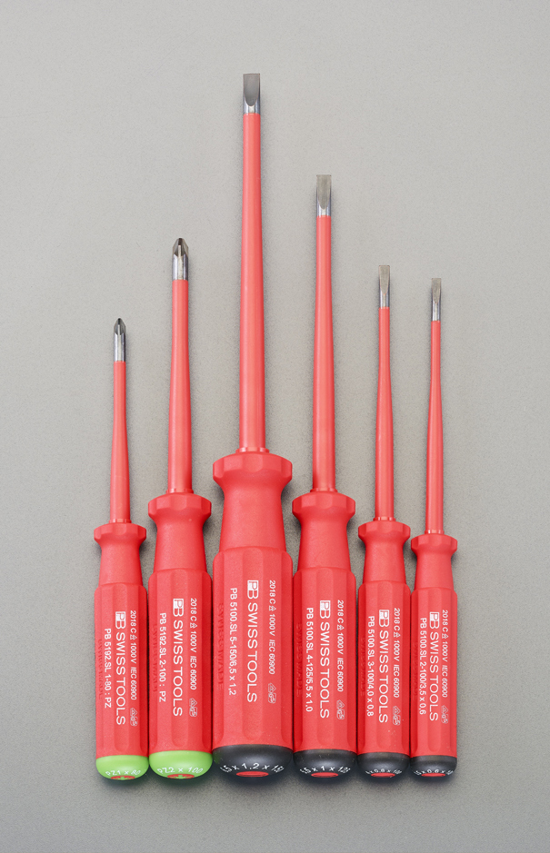 B品セール エスコ:6本組 ［- PozidrIV］ドライバー(絶縁細軸) 型式