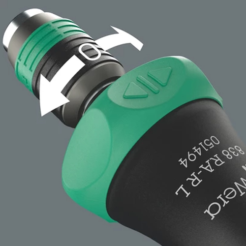 左右切り替え式。ポジション0でラチェット固定可能