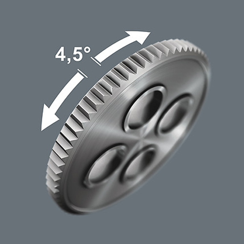 細かいギア（80歯）と4.5°の振り幅を備えた一体型ラチェットは、工具を再配置することなく、ねじ回しを容易にします。