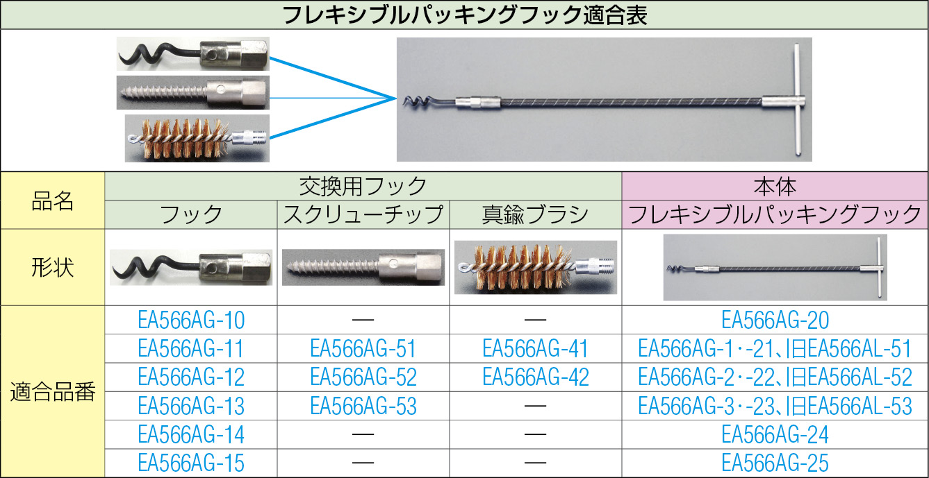 EA566AG-1｜6.4x200mm パッキングフック(ﾌﾚｷｼﾌﾞﾙ)のページ - MRO商材なら【エスコ】の通販で