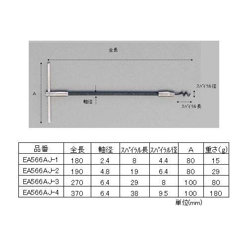 EA566AJ-3｜8.0x270mm パッキングフック(ﾌﾚｷｼﾌﾞﾙ)のページ -