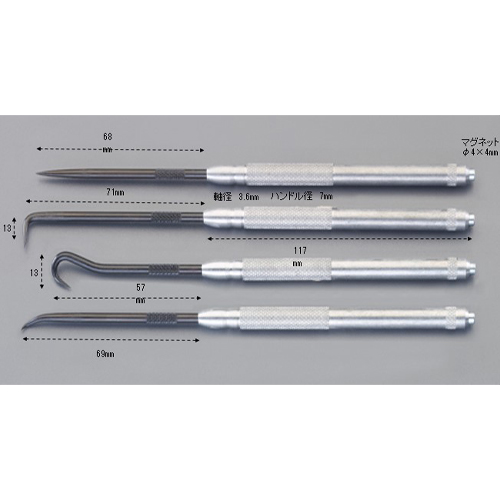 ハンドル径：7㎜\n軸径：3.6㎜\nマグネット：φ4×4mm