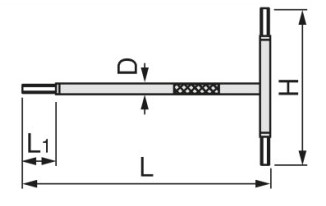 D:12mm、L1:18mm、H:150mm、L:300mm