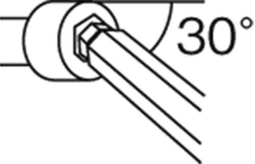 高精度により、30°まで倒して作業ができます。※本締めはできません