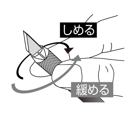 口金を緩めて刃を取り外し、\n新しい刃をセットして口金をしめてください。