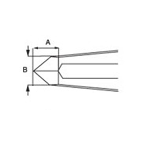 A(刃幅)= 7.6 mm B(先端幅)B= 8 mm