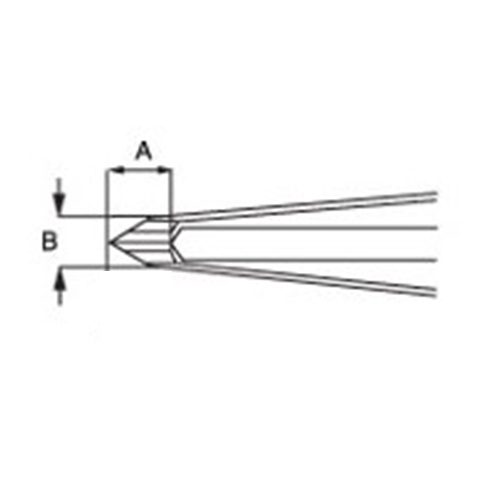 A(刃幅)= 3.5 mm    B=(先端幅) = 6.5 mm
