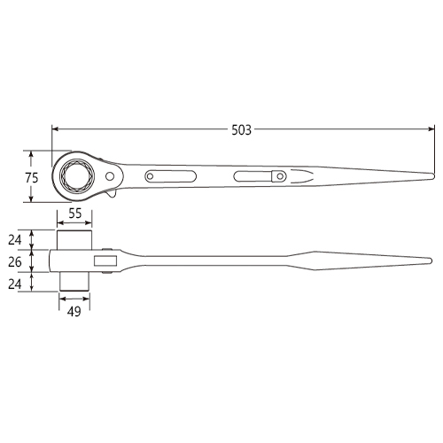 EA602AJ-32｜36x41mm/503mm 両口ラチェットレンチ(ｼﾉ付)のページ -