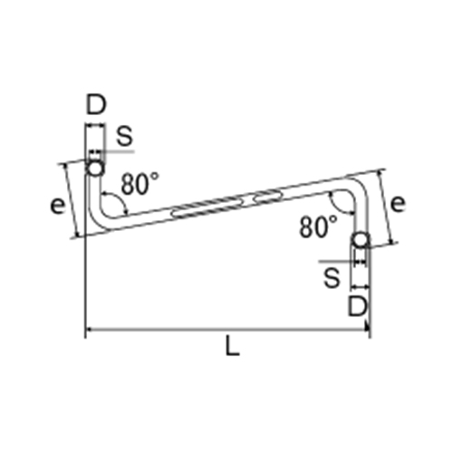 S：13㎜　　　D：22㎜　　　\nL：302㎜　　　e：77.5㎜