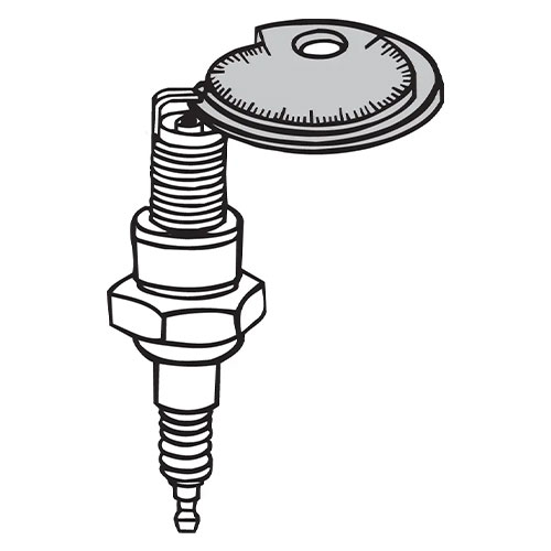 テーパーになったゲージがプラグのすきまを測ります。