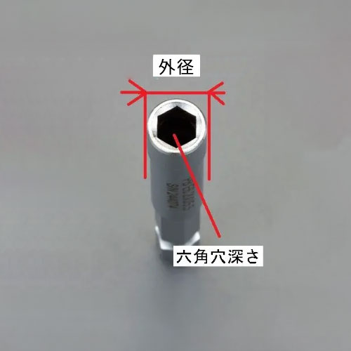 外径：8mm　六角穴深さ：4mm