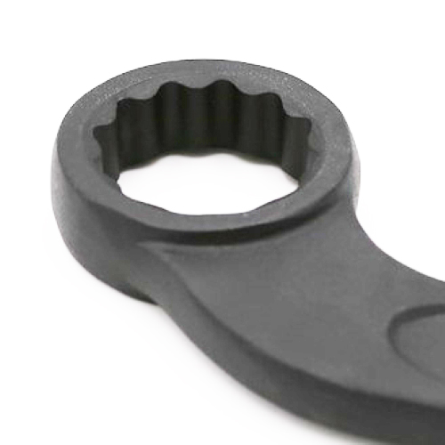 先端は円弧状の接点設計のため、ナットやレンチが削れるのを防ぎます。