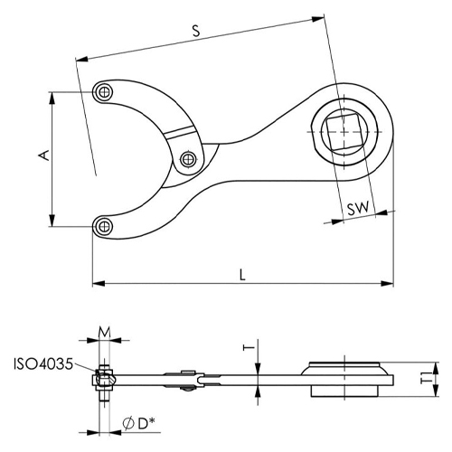 A：80～125mm　SW：3/4”　D：6mm\nM：M6　L：230mm　S：200mm\nT：8mm　T1：20.5mm