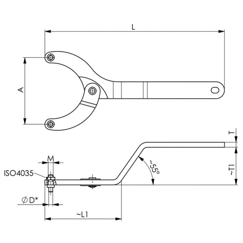 A：80～125mm　　D：8mm　　M：M6\nL：290mm　　L1：130mm　　T：8mm\nT1：63mm　　φD：－