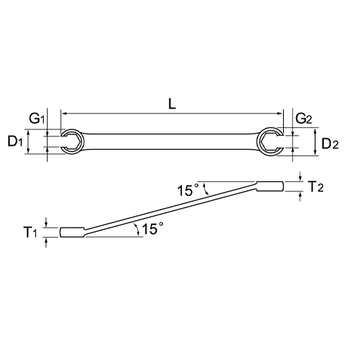 D1：20mm　　D2：22mm\nG1：6.5mm　　G2：8mm\nT1：8.5mm　　T2：9mm　　L：154mm