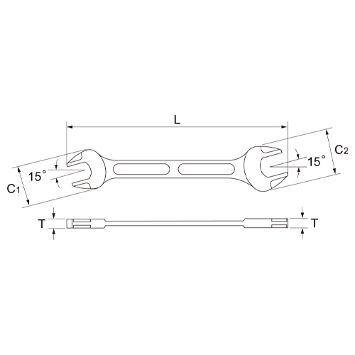 C1：12.7mm　　C2：15.5mm\nT：2.9mm　　　L：102mm