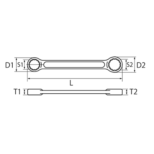 S1×S2：7×8㎜\nD1：12㎜ 　  D2：13㎜\nT1：5㎜　   T2：5.5㎜ 　  L：95㎜\n\n