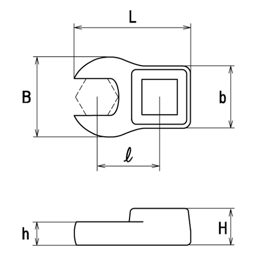 B：50mm　　　b：19mm\nH：11.5mm　　h：9.5mm\nl：30.3mm　　L：51mm