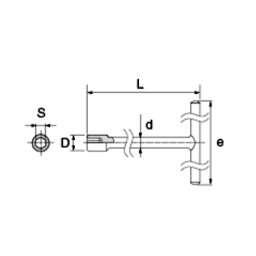 S（六角）：12㎜　　　D：17㎜\nｄ：10㎜　　　e：250㎜　　　Ｌ：255㎜