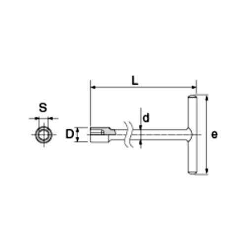 S(六角)：8㎜　　　D：12㎜\nｄ：8㎜　　　e：130㎜　　　Ｌ：254㎜
